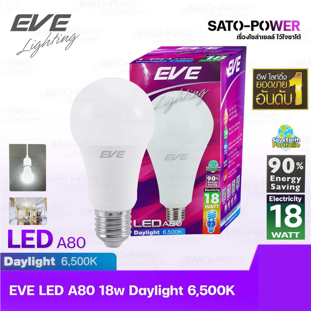 ์NS/ EVE หลอดแอลอีดี อีฟ ไลท์ติ้ง LED รุ่น A80 18W ขั้วE27 แสงสีขาว เดย์ไลท์ Daylight 6500 | LED Bulb | EVE Lighting หลอดไฟ หลอดไฟประหยัดพลังงาน