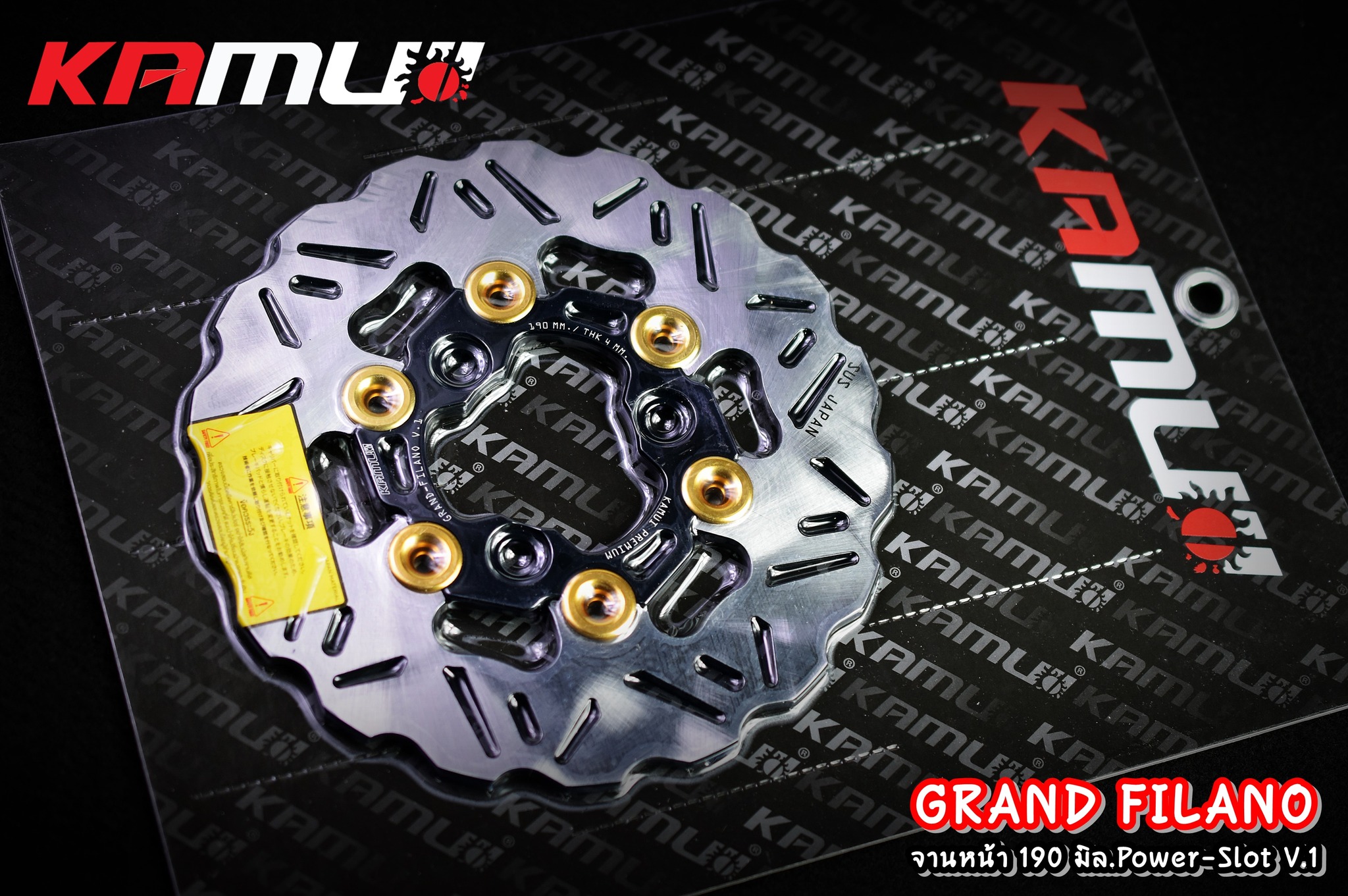 จานดิสก์ GrandFilano สแตนเลสใบจาน ญี่ปุ่น 100% จานหน้าขนาดเดิม 190 มิล. Power-Slot V.1