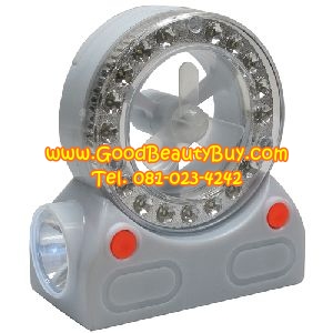 พัดลมไฟฉาย พัดลมพร้อมไฟฉาย ใช้ถ่านได้ ชาร์จไฟได้ Rechargeable LED Lantern with Fan (XF-5880)