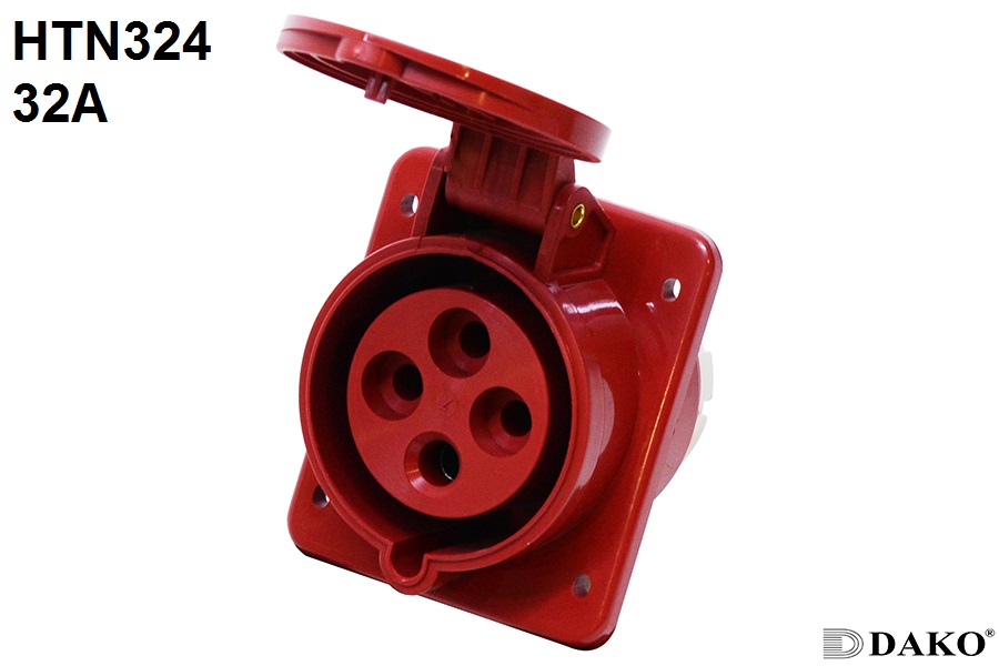HTN324 ปลั๊กตัวเมียฝังเฉียง 3P+E 32A 380V IP44 6h