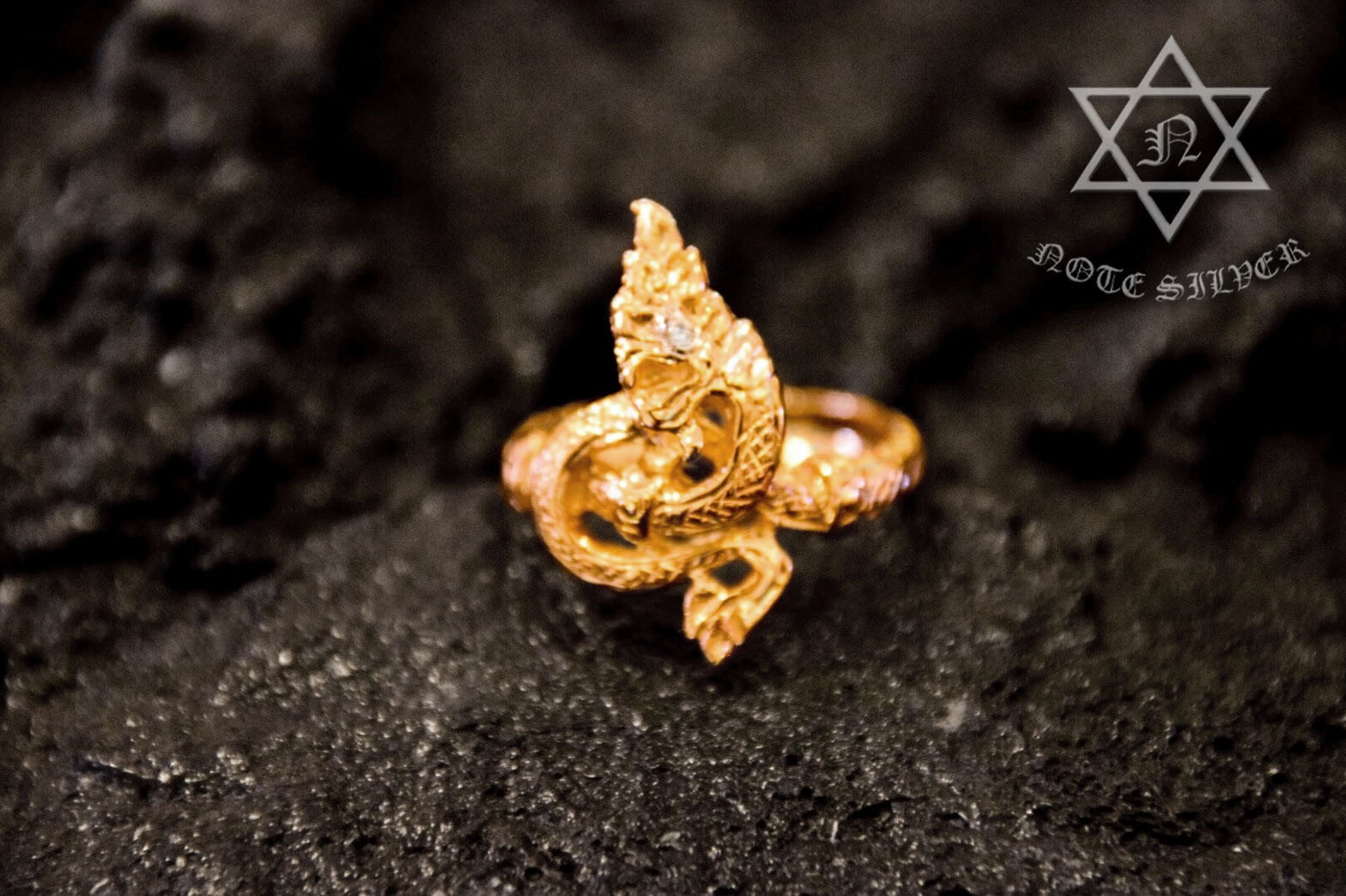 แหวนพญานาค ทองคำแท้ 14k Gold ฝังเพชรแท้ NSYG1004