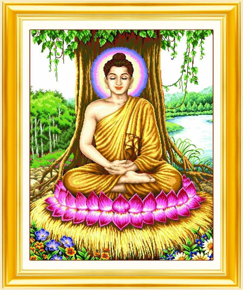 tep-1128 *สินค้าหมด* ชุดปักครอสติช ลายพระพุทธเจ้า (ผ้า11CTพิมพ์ลาย ปัก 3 เส้นเล็ก) ขนาด 64*82 ซม.ผ้าครอสติช 11CTพิมพ์ลายปักบนผ้า ไหมคอตตอน 53 สี ผังลาย เข็ม