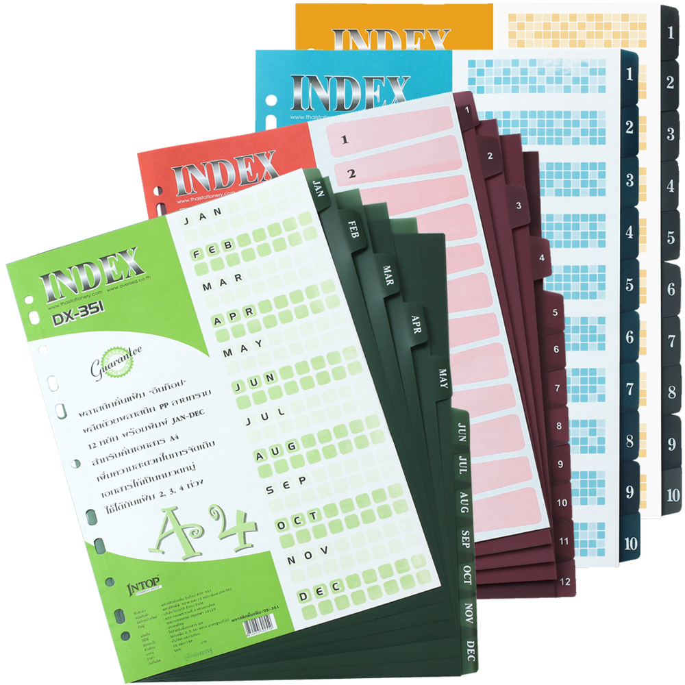 Tabs Index Divider A4 Opaque Colors