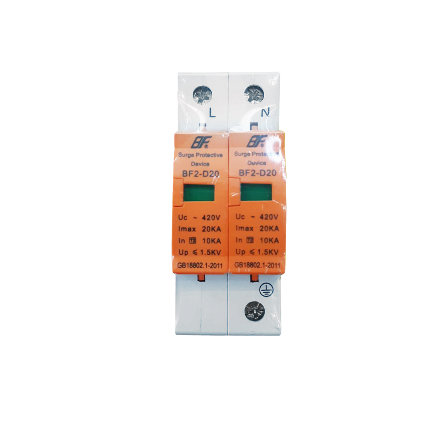 ์NS/ AC Surge Protection DevicAC Surge Protection Device SPD / อุปกรณ์ป้องกันแรงดันเกิดจากฟ้าผ่า | ยี่ห้อ BF รุ่น BF2-D20 |2P| สำหรับโซล่าเซลล์ เสิร์จป้องกันฟ้าผ่า e SPD / อุปกรณ์ป้องกันแรงดันเกิดจากฟ้าผ่า | ยี่ห้อ BF รุ่น BF2-D20 |2P| สำหรับโซล่าเซลล์ เส