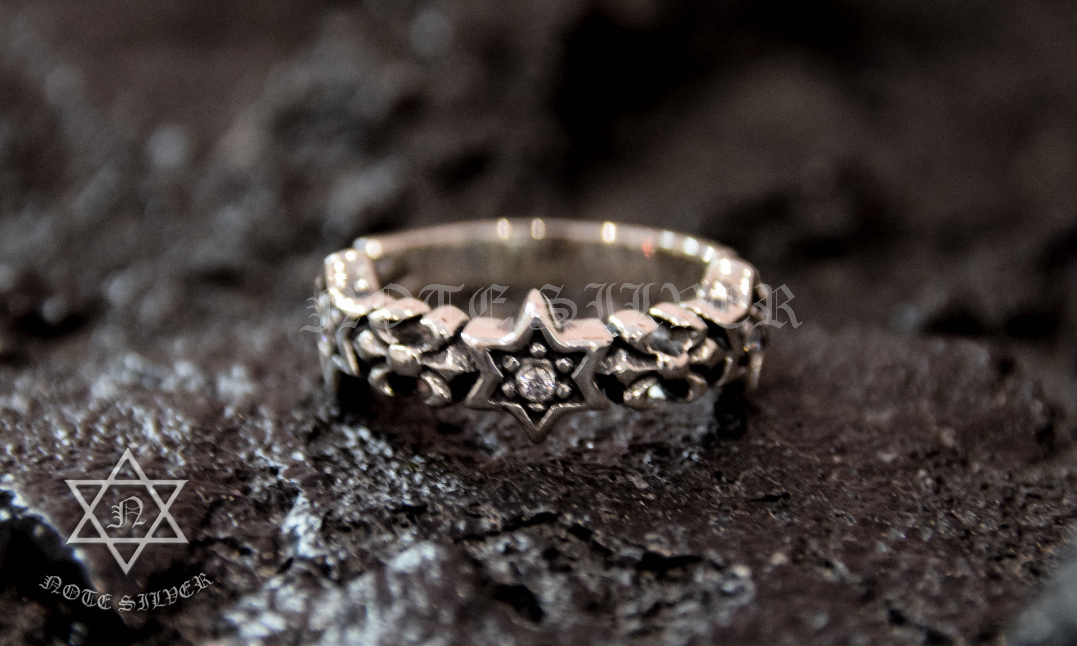 แหวนเงินแท้ ดาวหกแฉกฝังเพชร Sterling Silver 925 NSRG1879