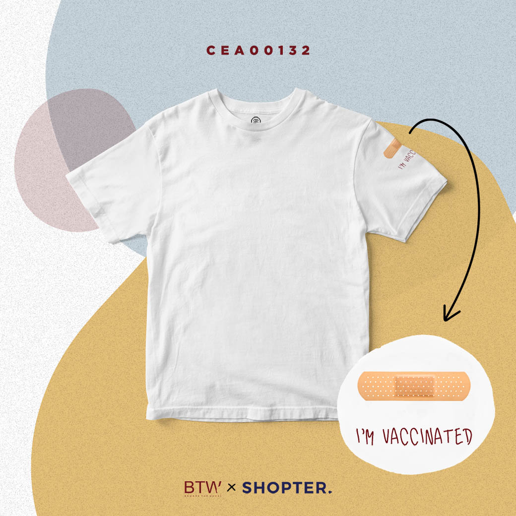 เสื้อยืด พิมพ์ลาย T-shirt I'M VACCINATED สีขาว CEA00132 #BewareTheWheel #BTW