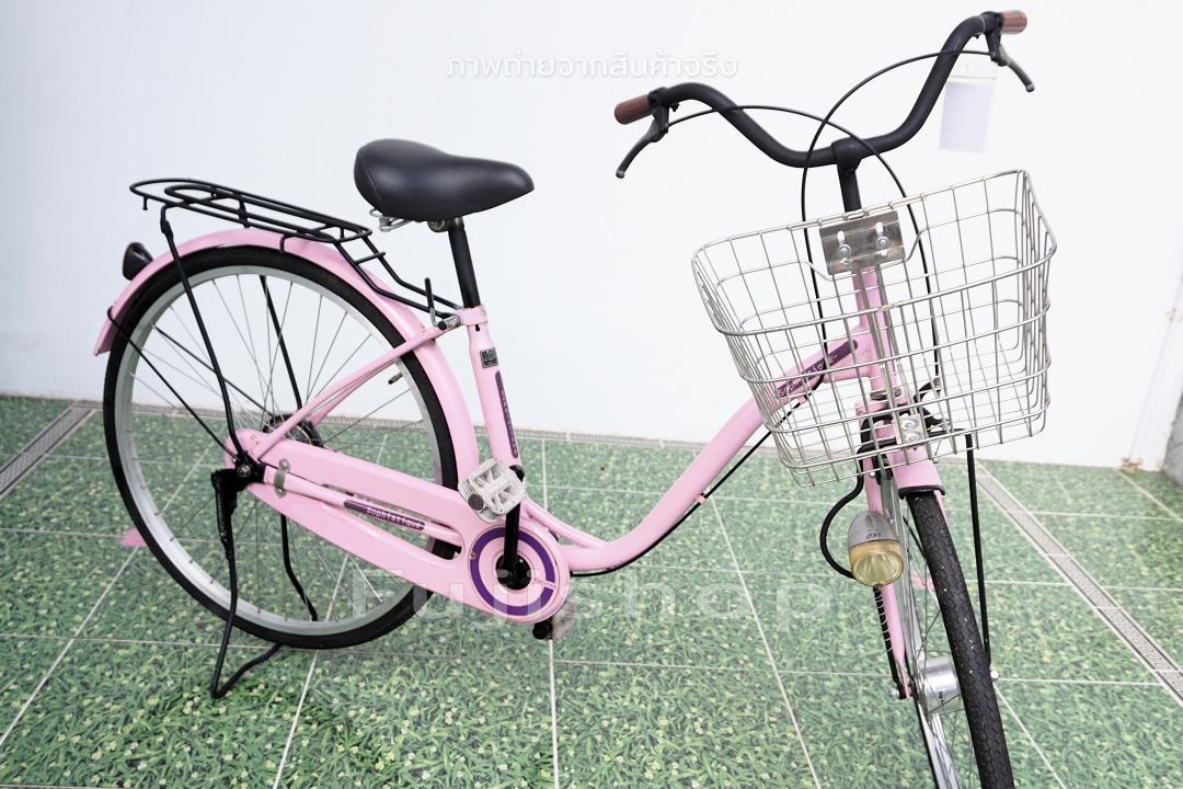 จักรยานแม่บ้านญี่ปุ่น - ล้อ 26 นิ้ว - ไม่มีเกียร์ - ไฟหน้าอัตโนมัติ - สีชมพู [จักรยานมือสอง]