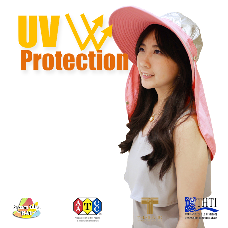 หมวกกันUV กันยูวี หมวกปิดหน้า ปิดคอ สีฟ้า มีผ้า2ชิ้น หมวกคลุมหน้า by Season Tales