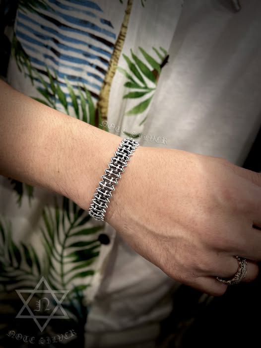 กำไลเงินแท้ลายกางเขน 1.5cm Sterling Silver 925 NSSV3464