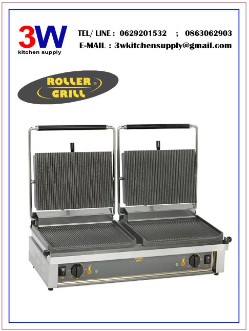 ROLLER GRILL-DOUBLE PANINI - Contact Grill เตาปิ้งย่าง ทับลาย ริ้วบน + ริ้วล่าง