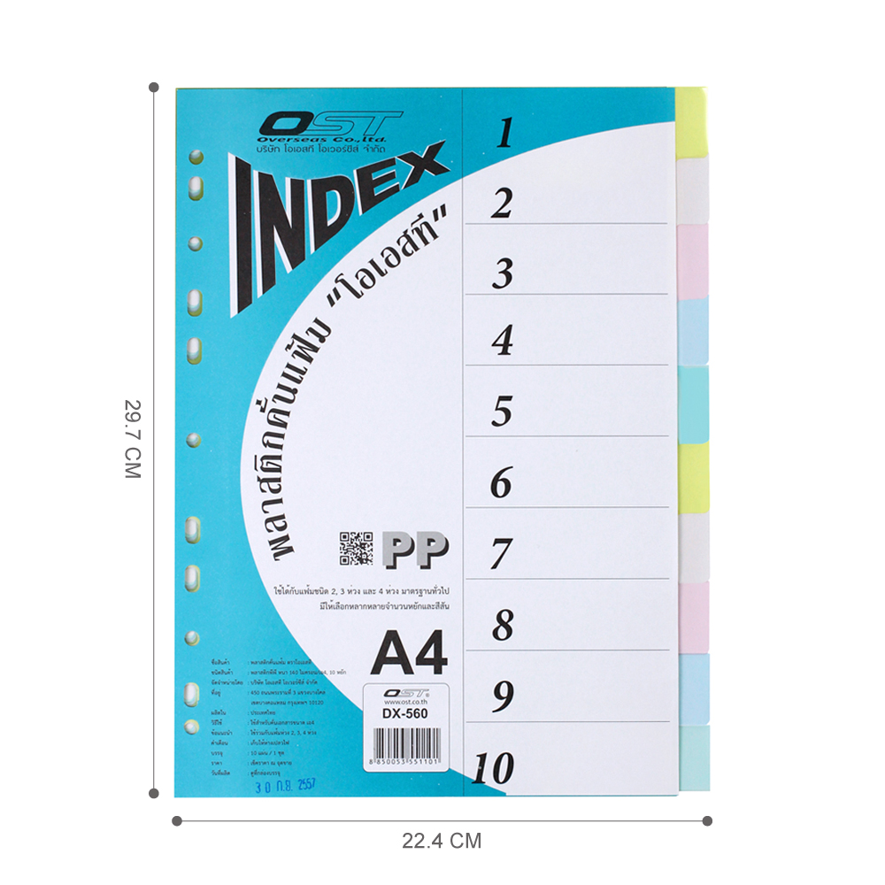 10 Tabs Index Divider A4 Translucent Multi Colors
