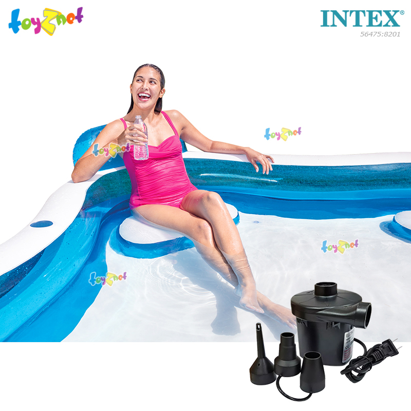 Intex Swim Center Family Lounge Pool 2.29x2.29x0.66 m Blue no.56475 + Electric Air Pump