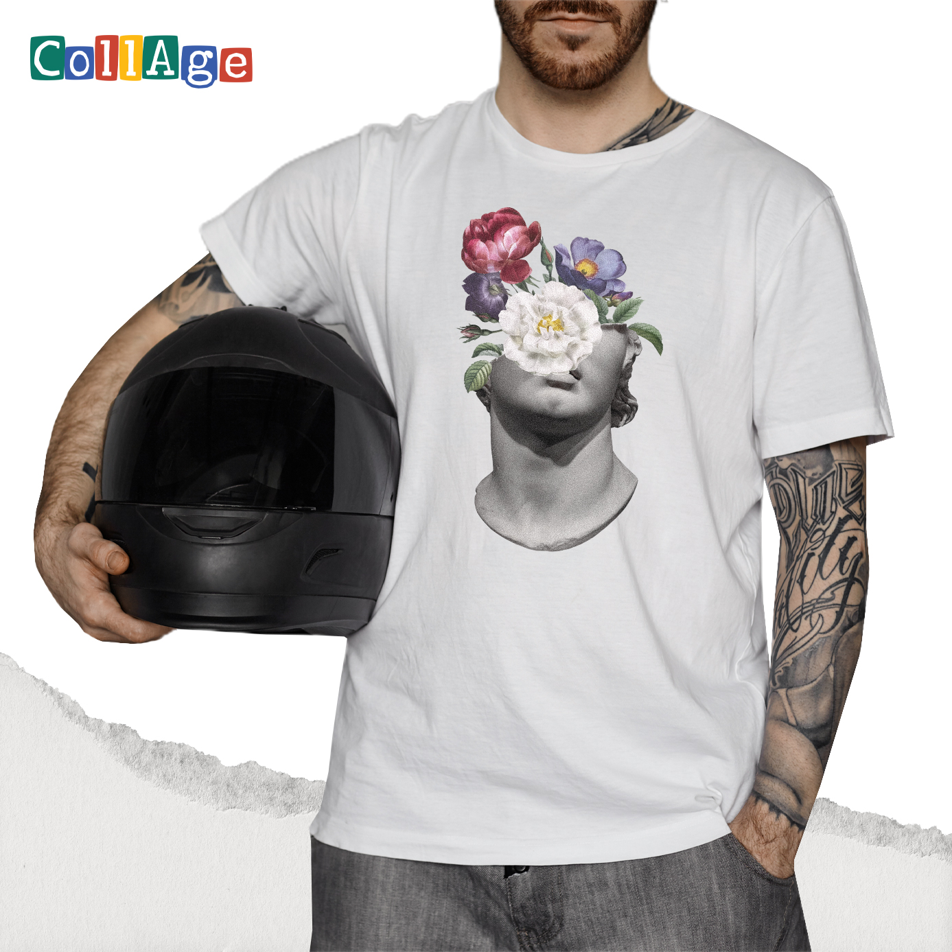 เสื้อยืด พิมพ์ลาย T-SHIRT Collage COOL III CEA00467 สีขาว #เสื้อยืด #Collage #SHOPTER