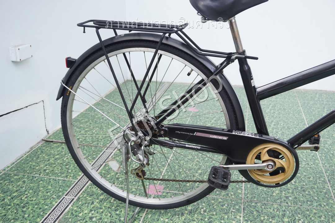 จักรยานแม่บ้านญี่ปุ่น - ล้อ 27 นิ้ว - เกียร์ 6 สปีด - ไฟหน้าอัตโนมัติ - สีดำ [จักรยานมือสอง]