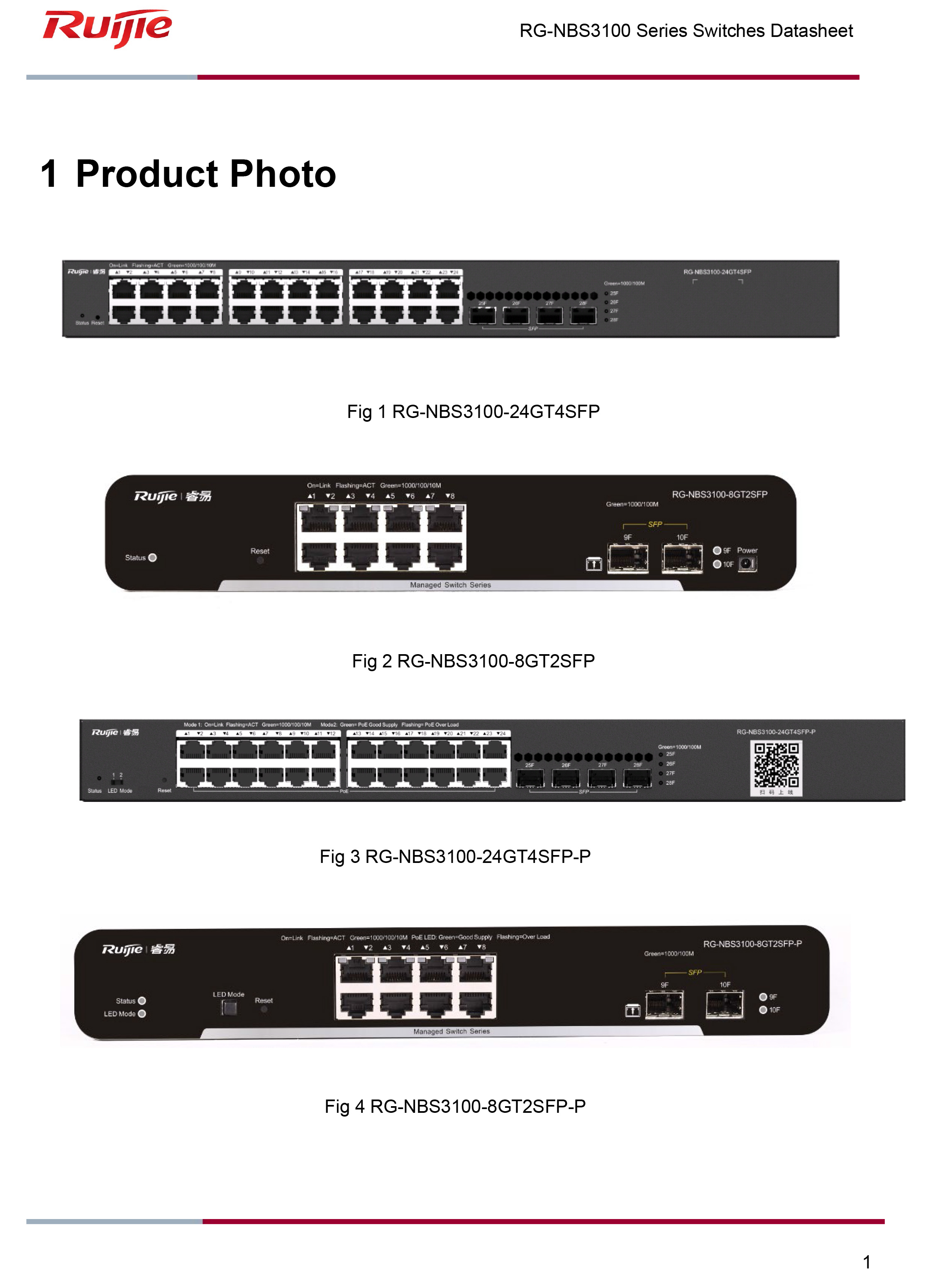 RUIJIE RG-NBS3100-8GT2SFP / 10 Port Gigabit Cloud Manage Switch Layer 2, 8 Port Gigabit + 2 Port SFP BY BILLIONAIRE SECURETECH RG-NBS3100-8GT2SFP