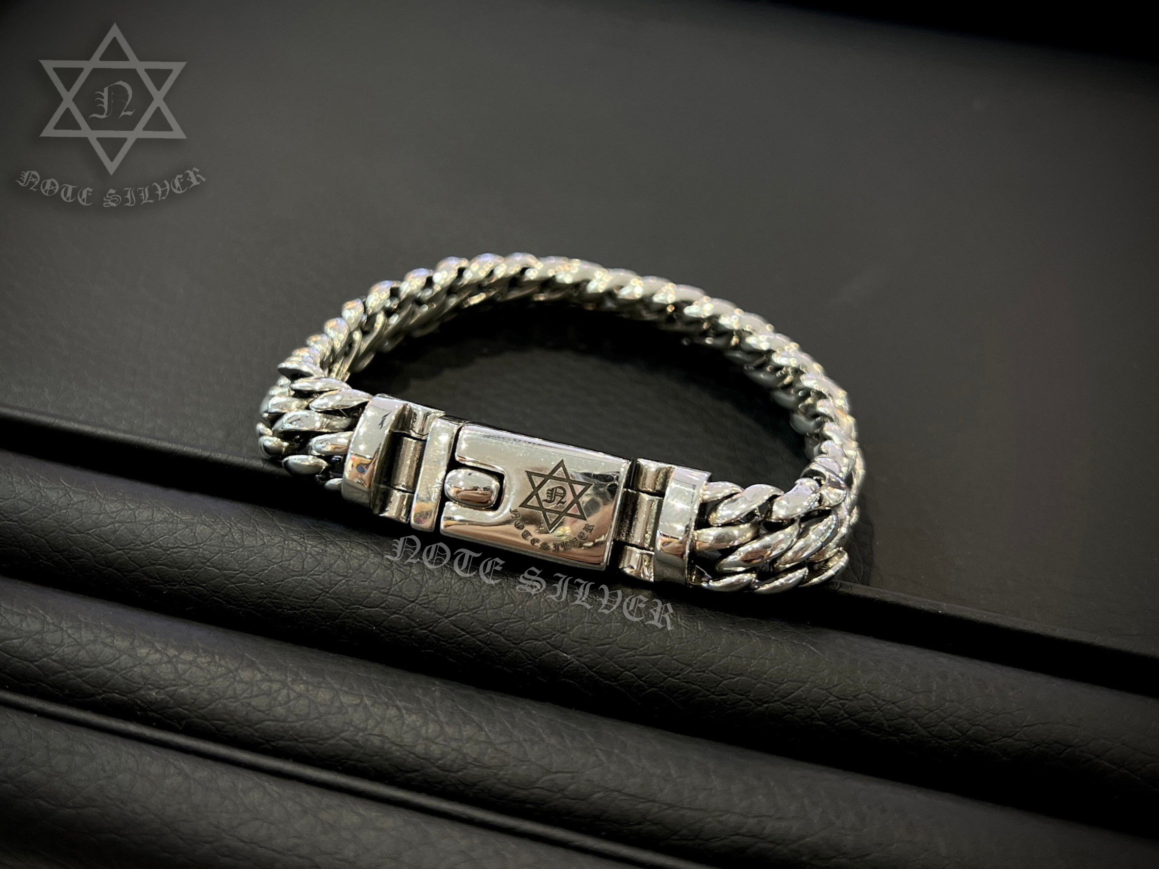 ข้อมือเหรดเงินแท้ 12 MM Sterling Silver 925 NSBL3203