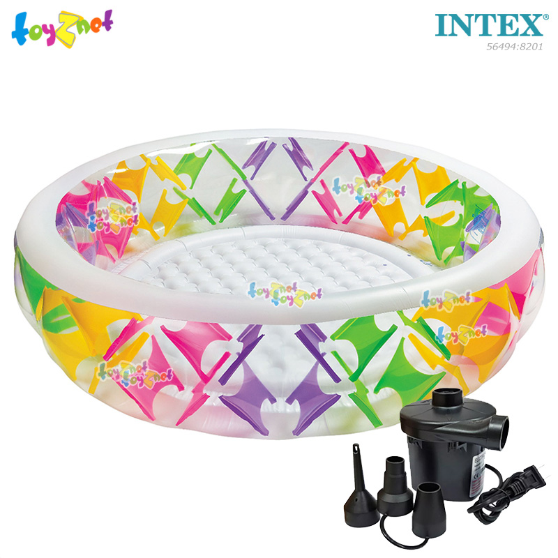 Intex Pinwheel Pool 2.29x2.29x0.56 m no.56494 + Elec. Air Pump.