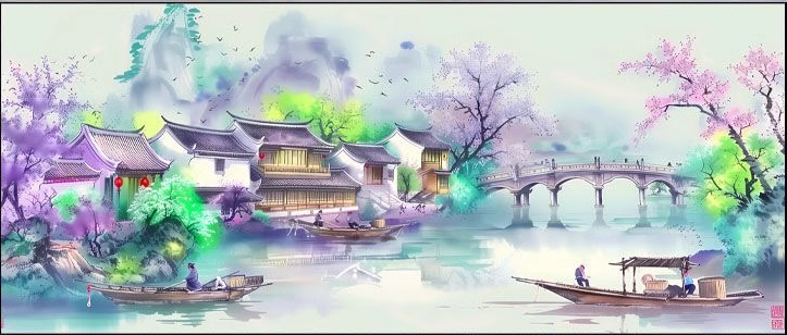 view-1055 *พร้อมส่ง* ชุดปักครอสติช ลายวิถีริมคลอง ในฤดู autumn (ปักเต็มผืนผ้า ไม่มีเดินเส้น ผ้า11CT พิมพ์ลาย ปัก 3 เส้นเล็ก) ขนาด 83*43 ซม.ผ้าครอสติช 11CTพิมพ์ลายปักบนผ้า ไหมคอตตอน 42 สี ผังลาย เข็ม