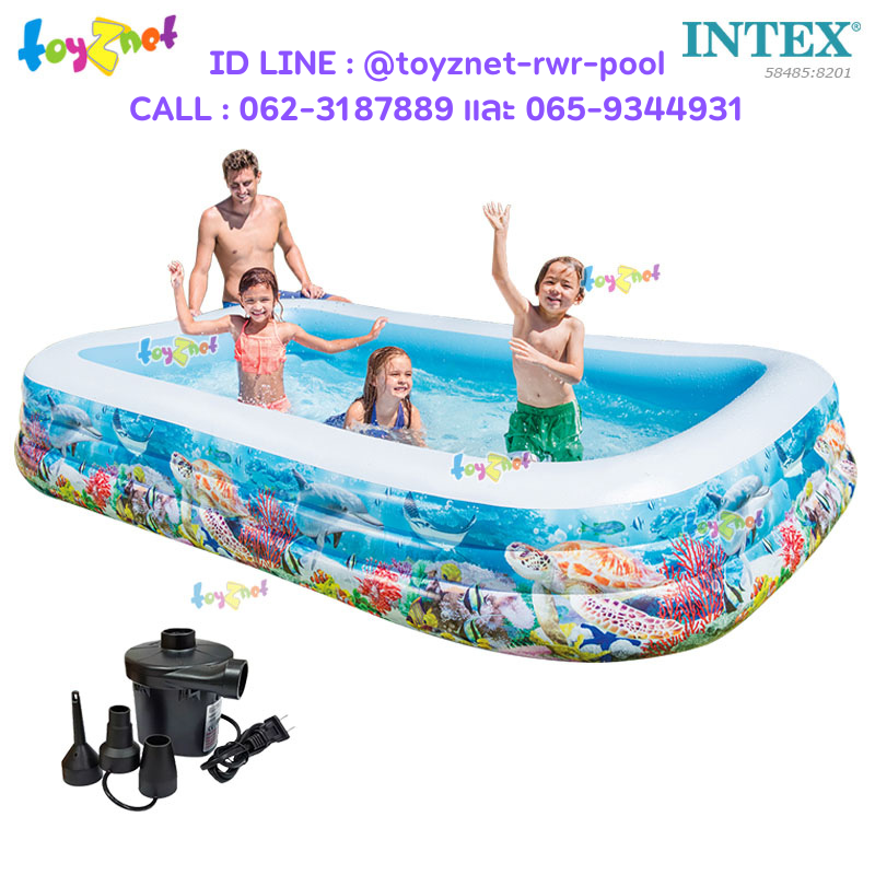 Intex Tropical Reef Family Pool 3.05x1.83x0.56 m no.58485 + Elec. Air Pump
