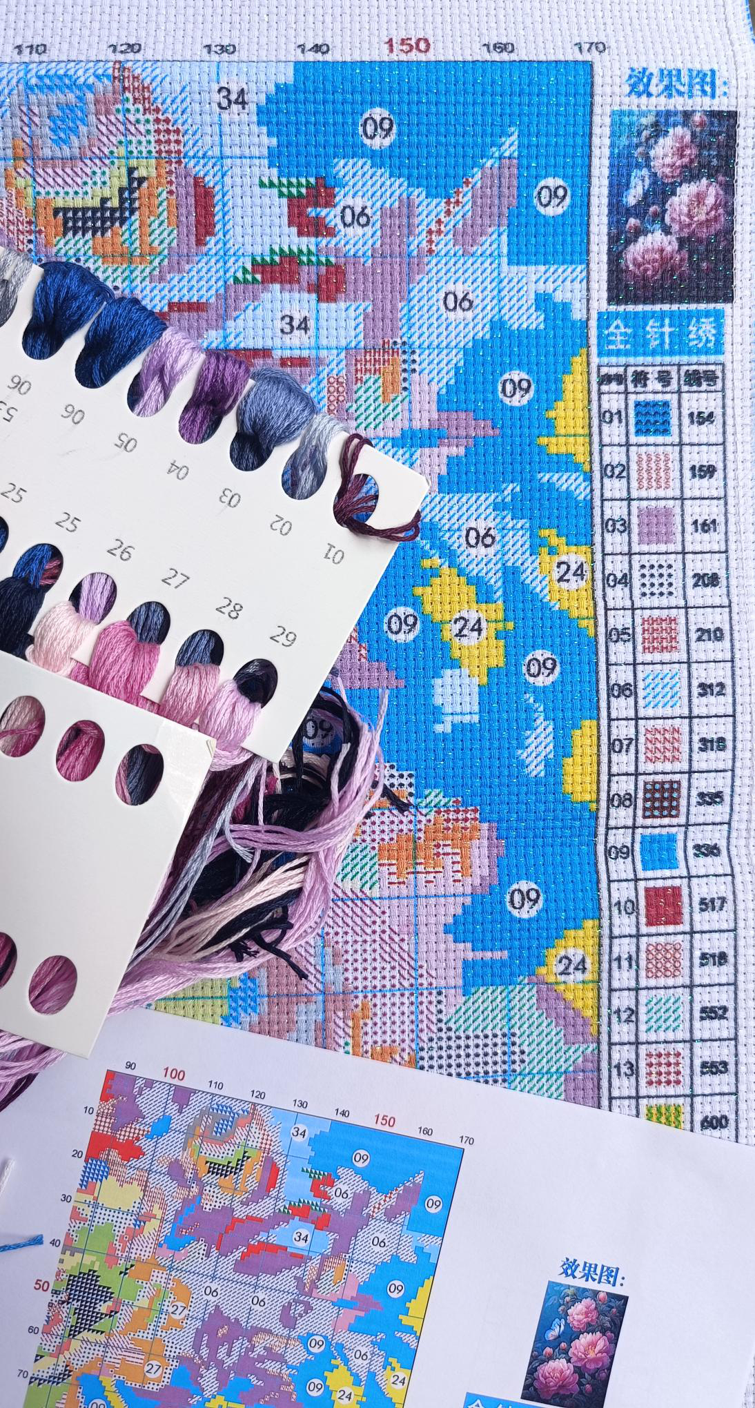 botan-1024 *พร้อมส่ง* ชุดปักครอสติช ลายผีเสื้อกับโบตั๋น (ปักเต็มผืนผ้า ไม่มีเดินเส้น ผ้า11CTพิมพ์ลาย ปัก 3 เส้นเล็ก) ขนาด 50*68 ซม.ผ้าครอสติช 11CTพิมพ์ลายปักบนผ้า ไหมคอตตอน 35 สี ผังลาย เข็ม