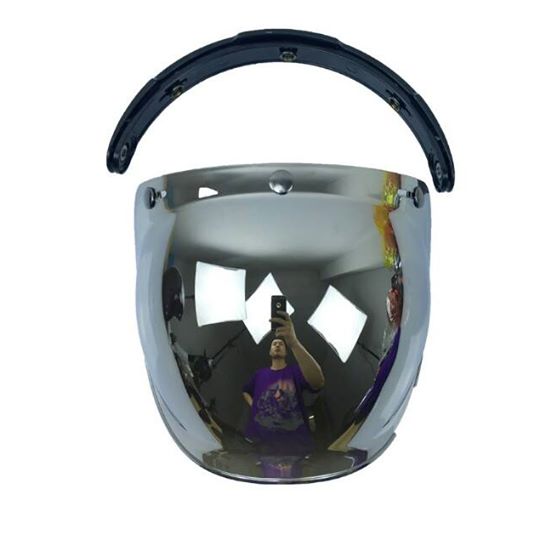 Shieldหรือหน้ากากหมวกกันน็อค แนววินเทจ(เปิดหน้ากากได้)ทรง BUBBLE สีปรอทเงิน