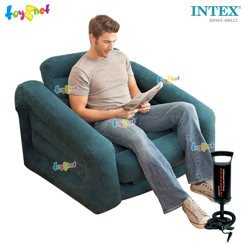 Intex Pull-Out Chair 1.09x2.18x0.66 m Green no.68565 + DQI Air Pump