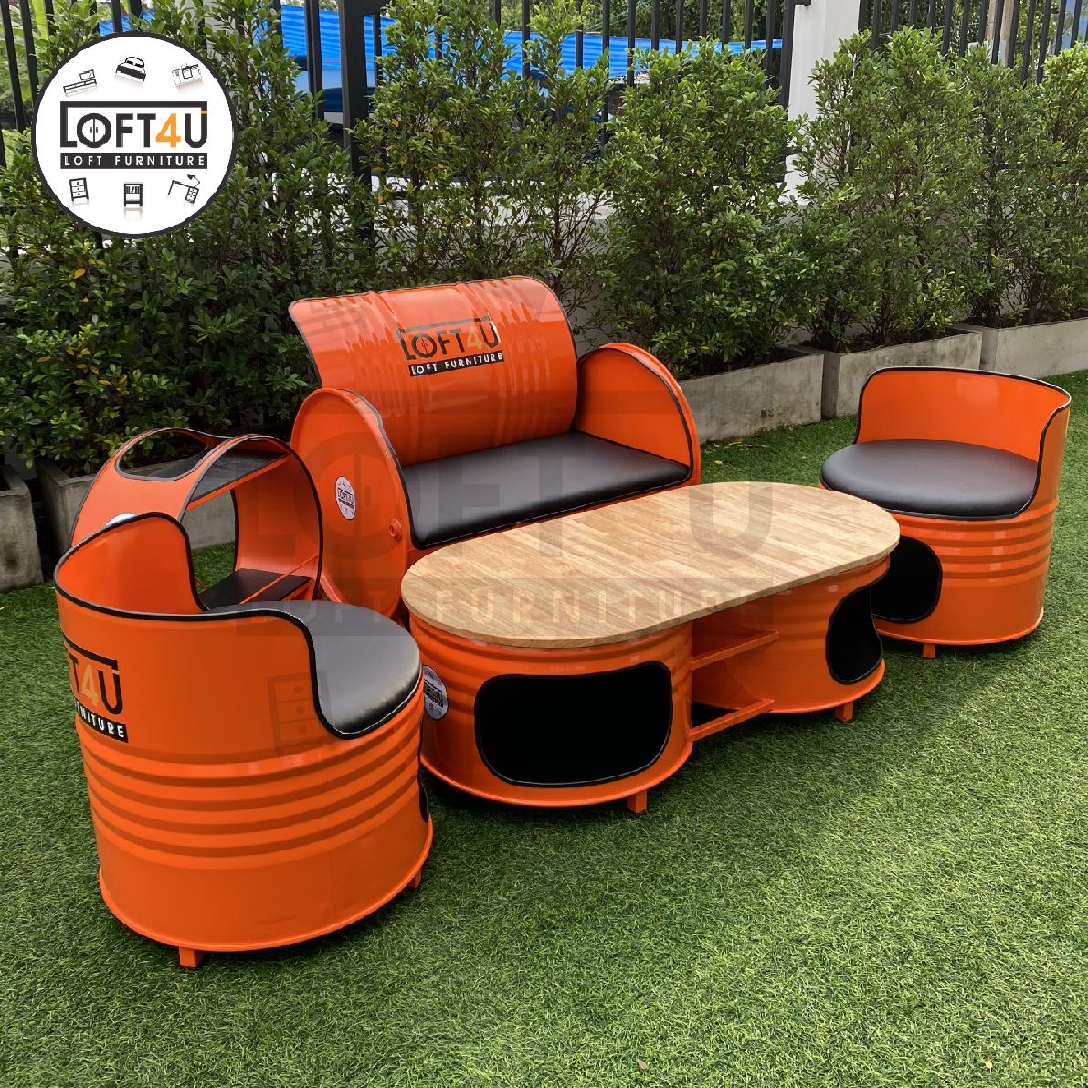 Living Sofa Table Set + drink shelf : leather cushion / 2-4 seats