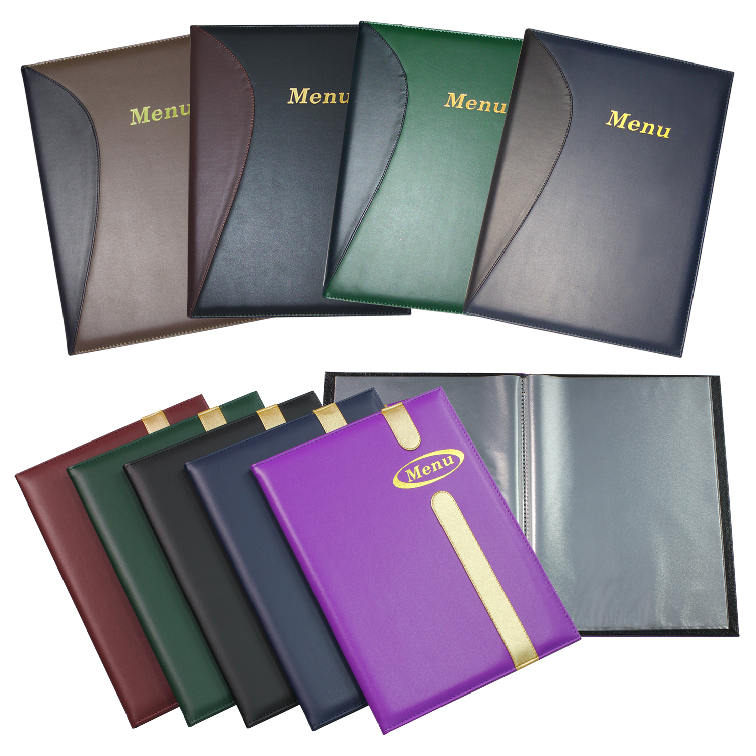 แฟ้มรายการอาหาร A4 ปกหนังเทียม ขลิบลาย พิมพ์ Menu