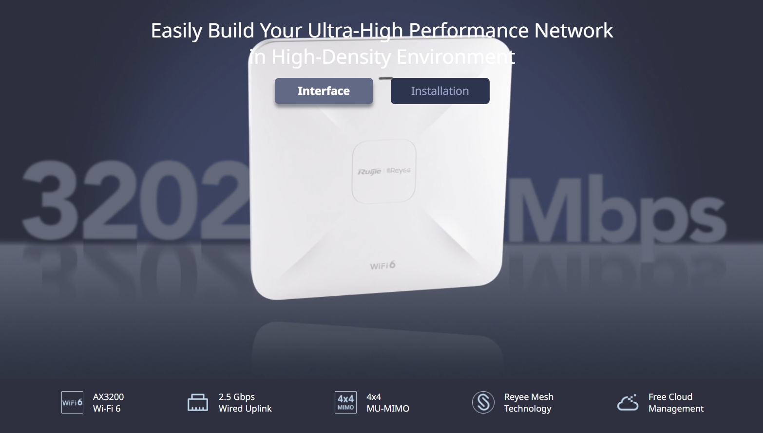 RUIJIE RG-RAP2260(E) Cloud Access Point, Wi-Fi 6, AX 3202Mbps, 2.5GE Port BY BILLIONAIRE SECURETECH RG-RAP2260(E)