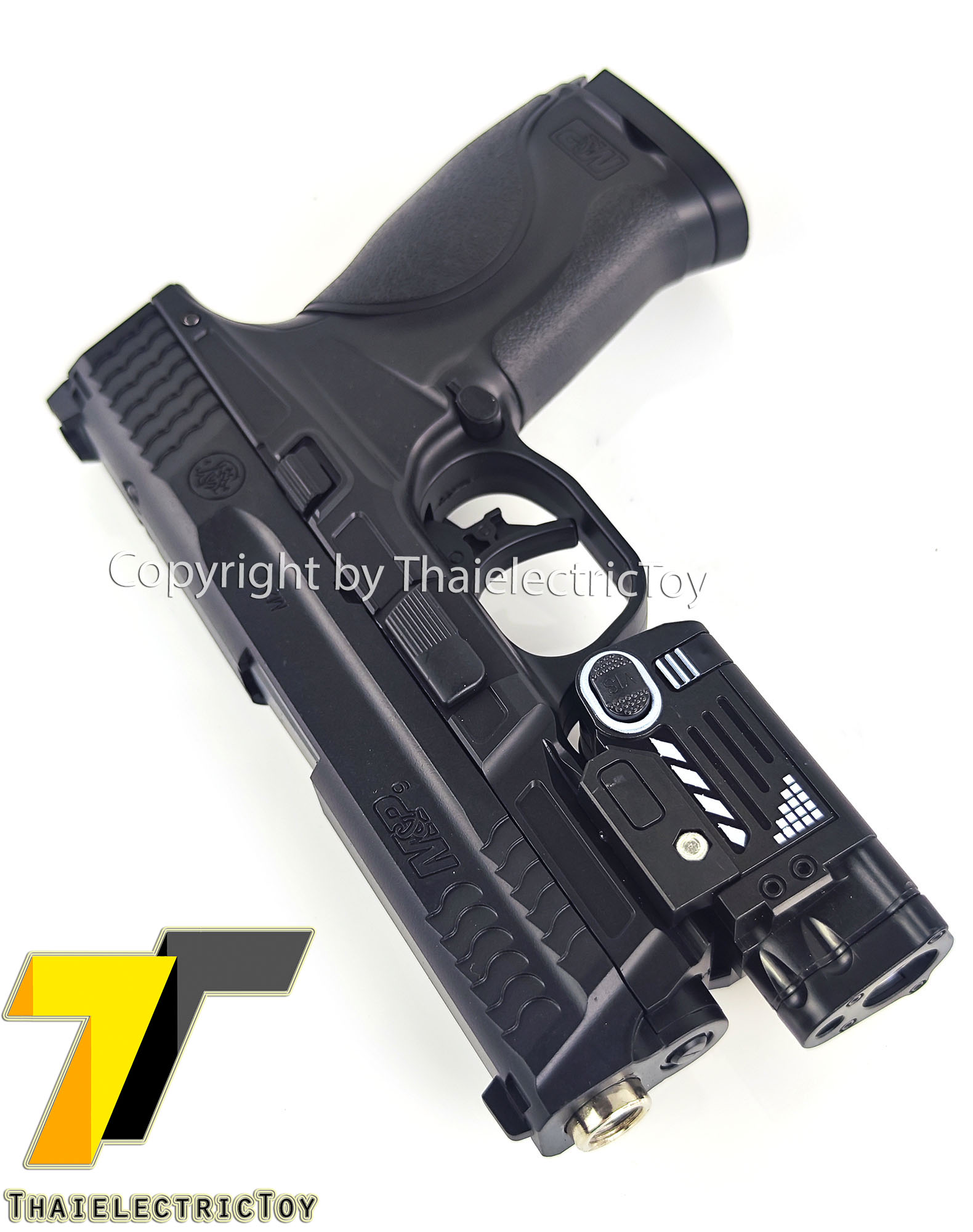 ปืนอัดลมพลาสติก Sig sauer m&p 9 ชักยิงทีล่ะนัด ลำกล้องยาว 7.5 นิ้ว หนัก 318 กรัม แขวนสไลน์ได้
