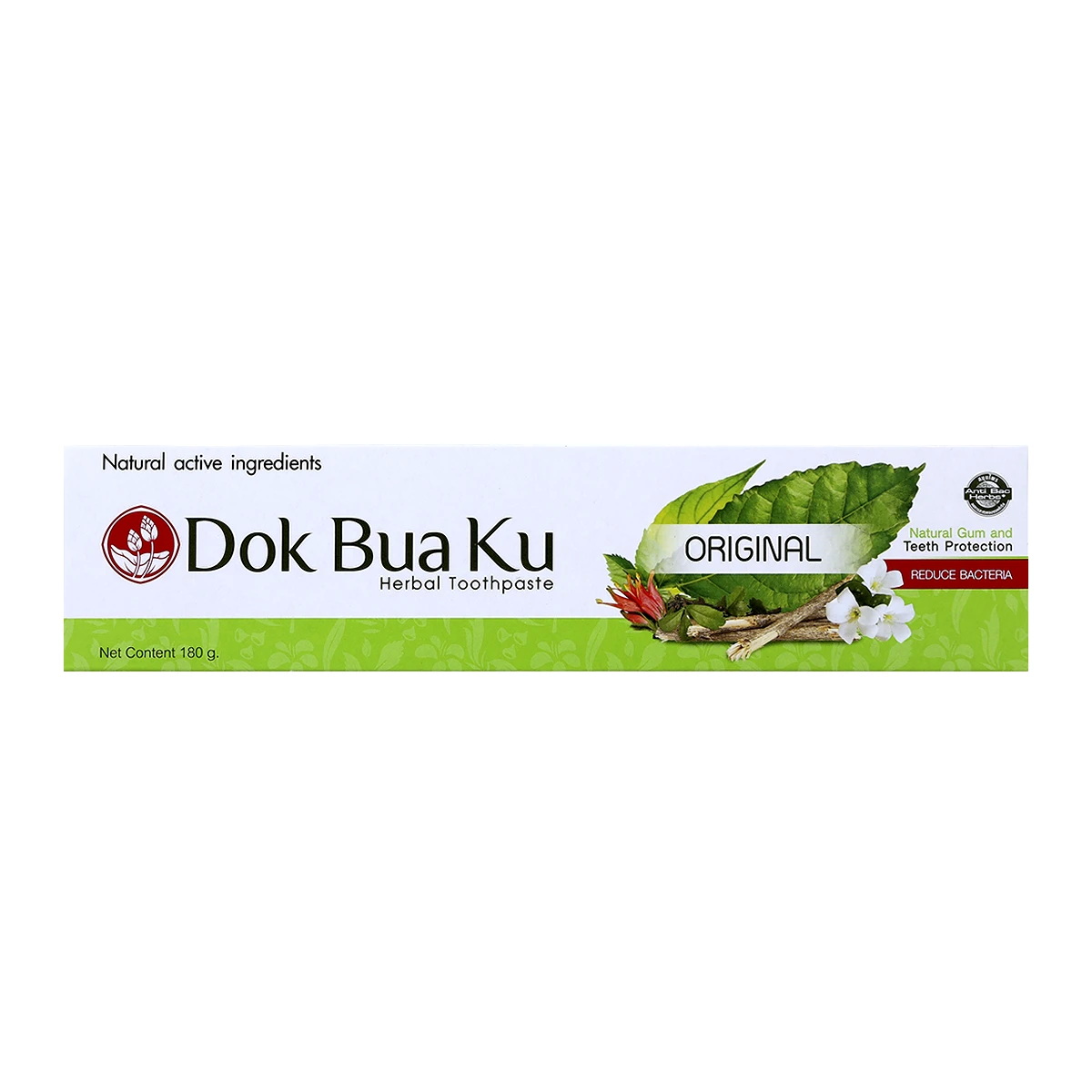 ยาสีฟัน ดอกบัวคู่ สูตรดั้งเดิม 180 กรัม Dok Bua Ku Herbal Toothpaste Original 180 g.