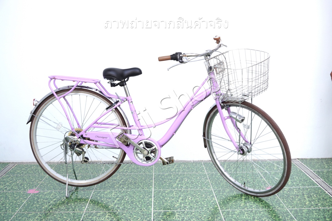 จักรยานแม่บ้านญี่ปุ่น - ล้อ 26 นิ้ว - เกียร์ 6 สปีด - ไฟหน้าอัตโนมัติ - สีม่วง [จักรยานมือสอง]