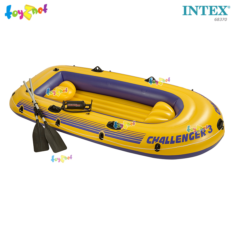 Intex Challenger 3 Boat Set w/Alum. Oars & DQII Air Pump no.68370