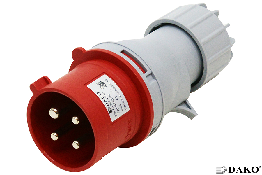HTN 024 ปลั๊กตัวผู้กลางทาง 3P+E 32A 380V IP44 6h