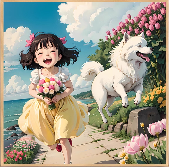 girl-1133 *สินค้าหมด* ชุดปักครอสติช ลายสาวน้อยกับน้องหมา (ปักเต็มผืนผ้า ไม่มีเดินเส้น ผ้า11CTพิมพ์ลาย ปัก 3 เส้นเล็ก) ขนาด 50*50 ซม.ผ้าครอสติช 11CTพิมพ์ลายปักบนผ้า ไหมคอตตอน 40 สี ผังลาย เข็ม