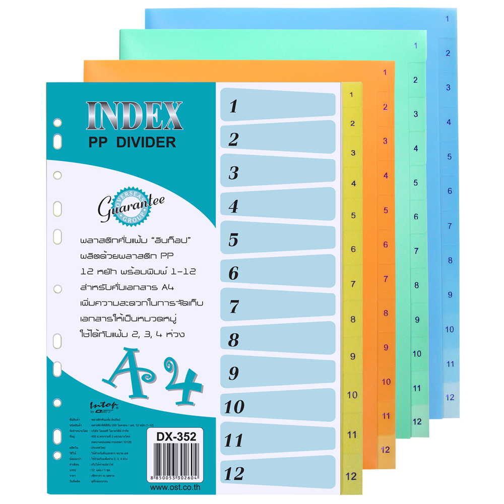 12 Tabs Index Divider A4 with 1-12 printed DX-352