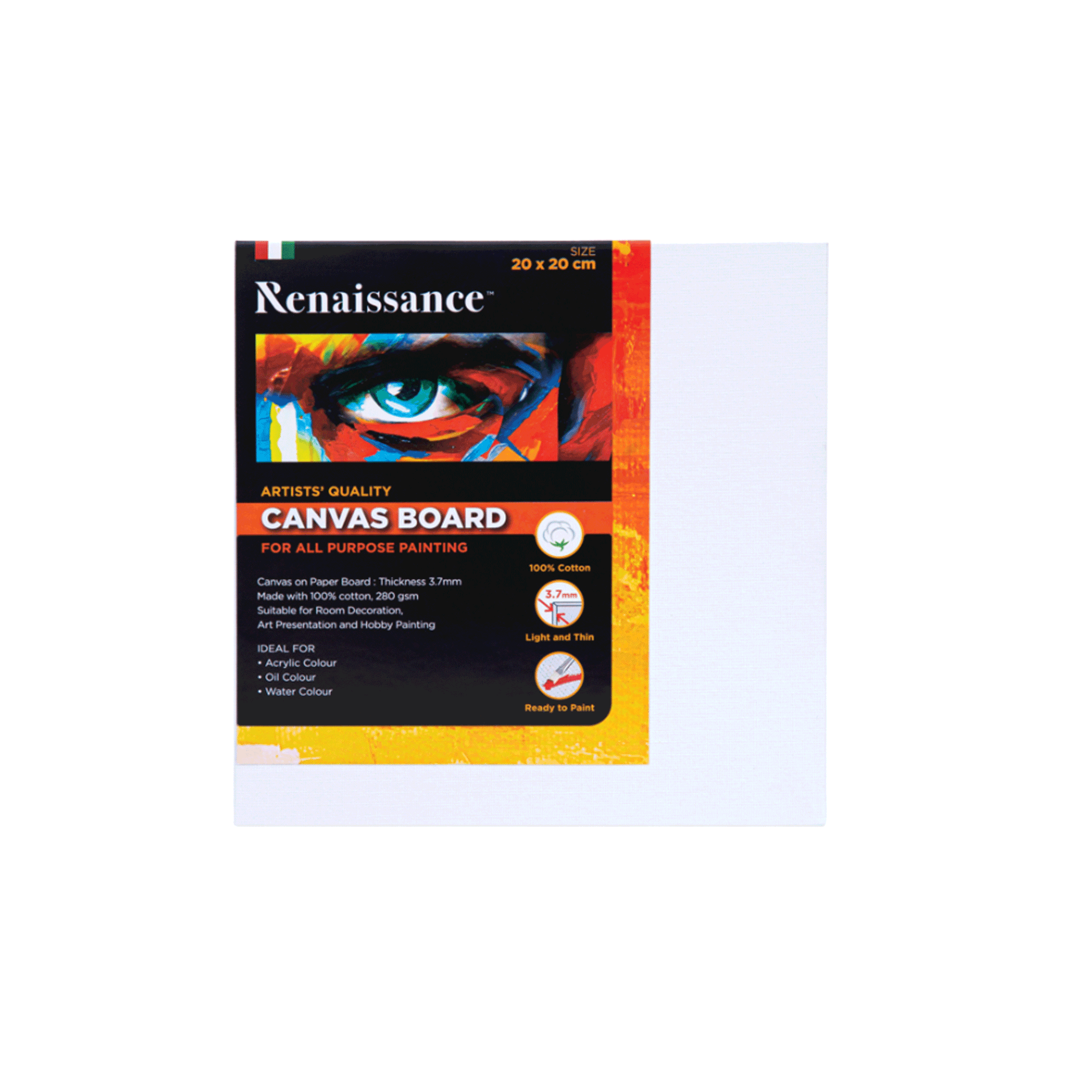 เฟรมผ้าใบ เฟรมวาดรูป Canvas เรนาซองซ์ Renaissance ขนาด 20x20ซม. หนา 280 แกรม จำนวน 1 อัน