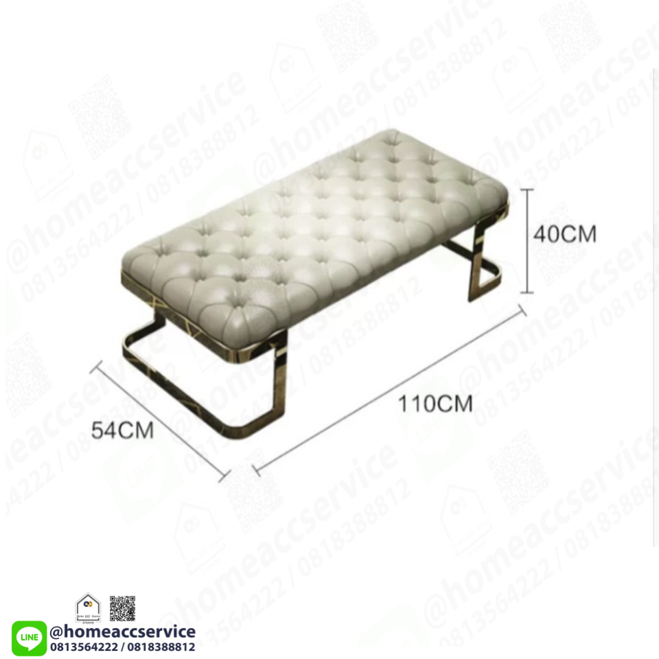 เก้าอี้สตูลยาววินเทจ ขาอลูมืเนียม - Padded Cushioned Stool Bench Seat with Aluminium Legs