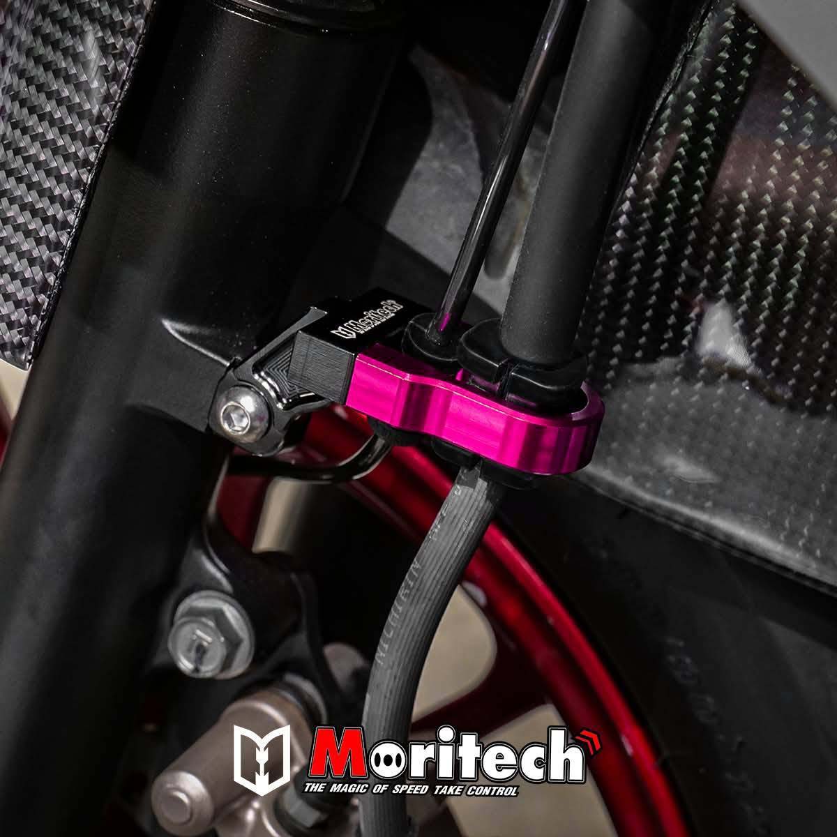 ขายึดสายน้ำมันดิสเบรคหน้า CNC MORITECH สำหรับรุ่น : GIORNO-125 / LEAD-125 / PCX-160