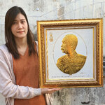 กรอบรูป พระปิยมหาราช ในหลวงรัชกาลที่ 5 หันซ้าย ในหลวงพิมพ์นูน 3 มิติเคลือบทอง
