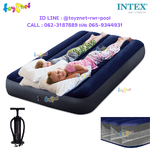 Intex "New Structure - More Comfortable" Dura-Beam Fiber-Tech Airbed 3.5ft (Twin) 0.99x1.91x0.25 m. Blue No.64757 + Double Quick III Hand Pump