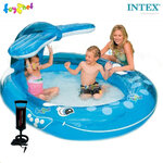 Intex ส่งฟรี สระเป่าลม น้ำพุ ปลาวาฬ 2.08x1.63x0.99 ม. รุ่น 57435 + ที่สูบลมดับเบิ้ลควิ๊ก วัน