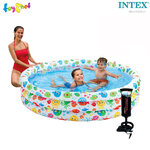 Intex Inflatable pool, little fish and friends 66 inch. (1.68x1.68x0.38 m.) No.56440 + DQI Air Pump