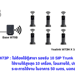 Virtual PBX : Yealink W73 Series ชุด 10 เครื่อง ไม่ต้องใช้ตู้สาขา ใช้งานได้สูงสุด 10 เครื่อง, รองรับ 10 SIP Trunk, โอนสายได้, ประชุมสายได้