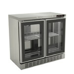 ตู้แช่เย็นมินิบาร์สเตนเลส 2 ประตูกระจก Sanden SIS กว้าง 90 cm.