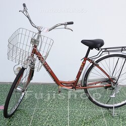 จักรยานแม่บ้านญี่ปุ่น - ล้อ 26 นิ้ว - ไม่มีเกียร์ - ไฟหน้าอัตโนมัติ - S-Tech - สีน้ำตาล [จักรยานมือสอง]