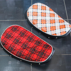 เบาะแต่ง หน่อยวัดด่าน Honda Mankey 125 ลายสก็อตแดง-ส้ม ราคา2800