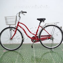 จักรยานแม่บ้านญี่ปุ่น - ล้อ 26 นิ้ว - ไม่มีเกียร์ - ไฟหน้าอัตโนมัติ - สีแดง [จักรยานมือสอง]