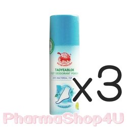 (ซื้อ3 ราคาพิเศษ) Taoyeablok Anti-Bacterial Formular 30 G ผงโรยเท้า #สีฟ้า