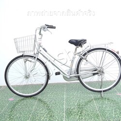 จักรยานแม่บ้านญี่ปุ่น - ล้อ 26 นิ้ว - เกียร์ดุม 3 สปีด - ไฟหน้าอัตโนมัติ - สีเงิน [จักรยานมือสอง]